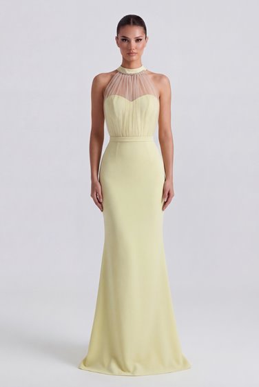 SOPHIE- żółta sukienka z dekoltem halter OUTLET