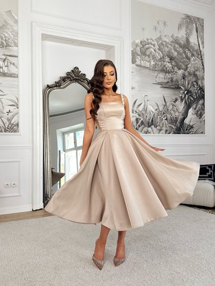 BEATRICE- zdobiona sukienka midi SZYCIE NA MIARĘ