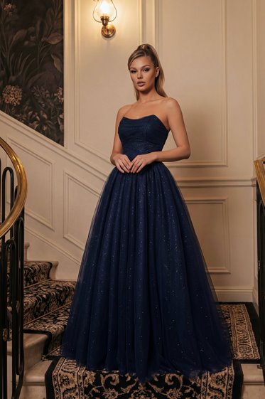 VICTORIA-granatowa, brokatowa, tiulowa księżniczka