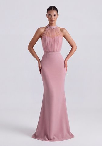 SOPHIE- różowa sukienka z dekoltem halter