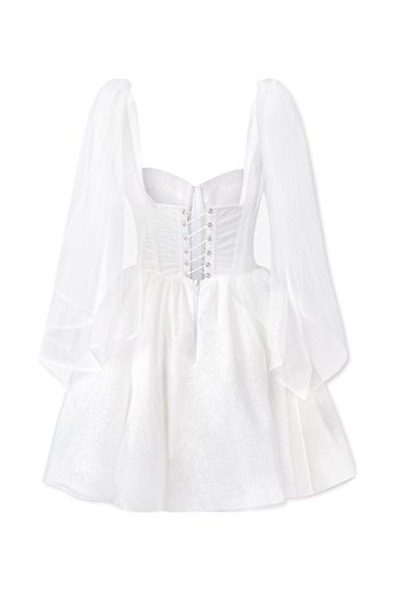ISABELLE – biała, brokatowa sukienka mini, gorsetowa